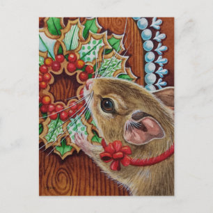 Carte Postale Maison en pain d'épices Souris et couronne Art à l