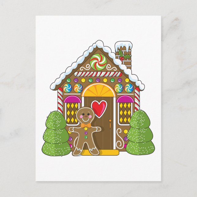 Carte Postale Maison et homme en pain d'épice (Devant)