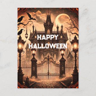 Carte Postale Maison gothique victorienne hantée Halloween Vinta