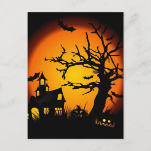 Carte Postale Maison hantée d'Halloween