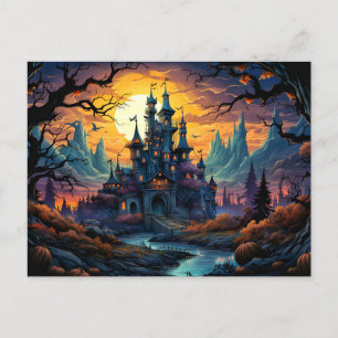 Carte Postale Maison hantée effrayante Joyeux Halloween