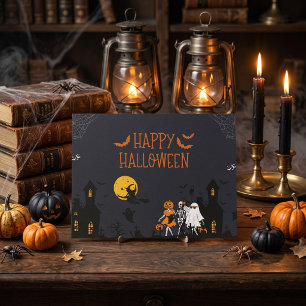 Carte Postale Maison Hantée Épouvantable Trunk ou Treat Hallowee
