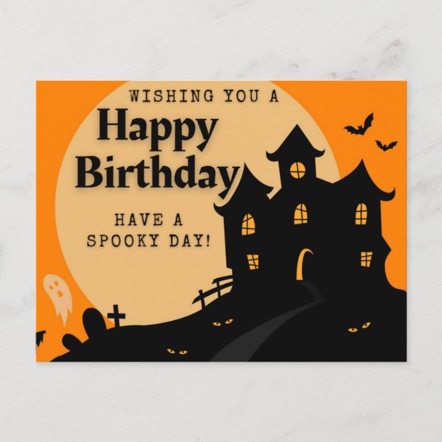 Carte Postale Maison hantée Halloween Anniversaire (Devant)