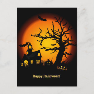 Carte Postale Maison hantée Halloween Postacard