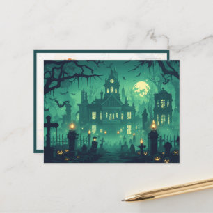 Carte Postale Maison hantée sous le clair de lune