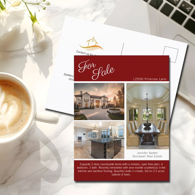 Carte Postale Maison Rouge À Vendre Annonce Immobilier (Créateur téléchargé)