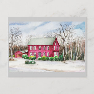 Carte Postale Maison rouge en hiver