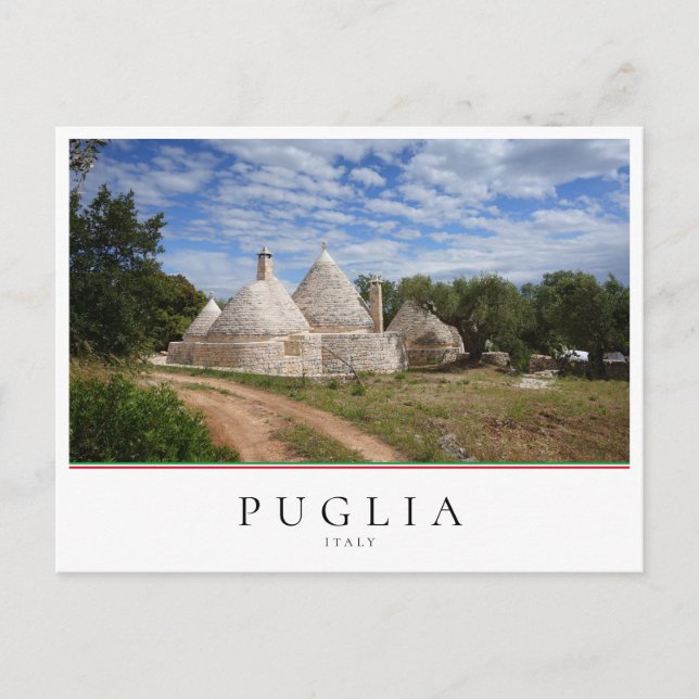 Carte Postale Maison Trulli avec allée et jardin dans les Pouill (Devant)