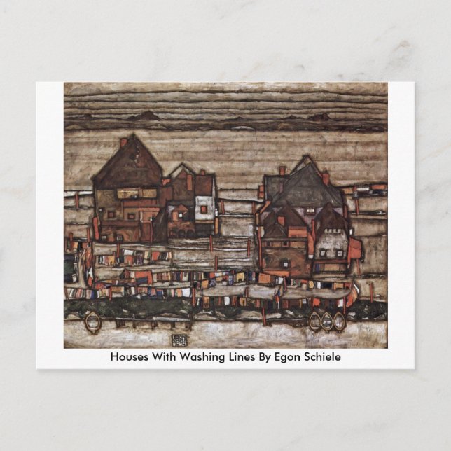 Carte Postale Maisons Avec Lavages Par Egon Schiele (Devant)