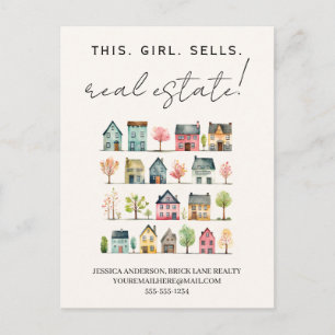 Carte Postale Maisons Colorées Mignonnes Cette Fille Vend des Bi