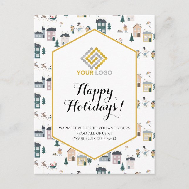Carte Postale Maisons de Noël Logo d'hiver Affaires (Devant)