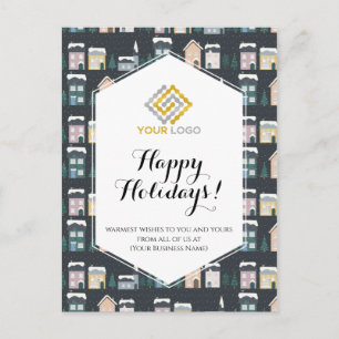 Carte Postale Maisons de Noël Logo d'hiver Affaires