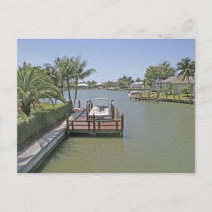 Carte Postale Maisons et quais sur le canal Marco Island Floride