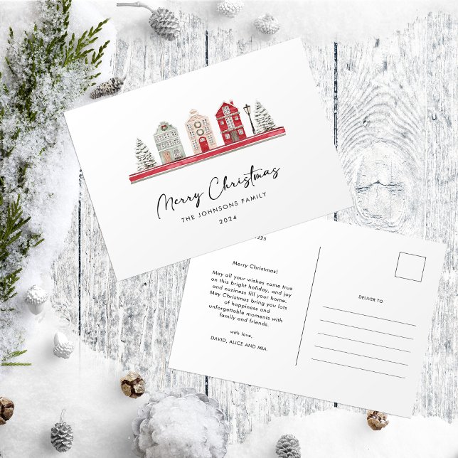 Carte Postale Maisons mignonnes dans les couleurs traditionnelle (Créateur téléchargé)