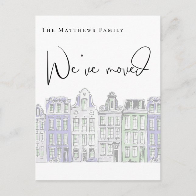 Carte Postale Maisons Peintes Aquarelle Nouveau Faire-part (Devant)