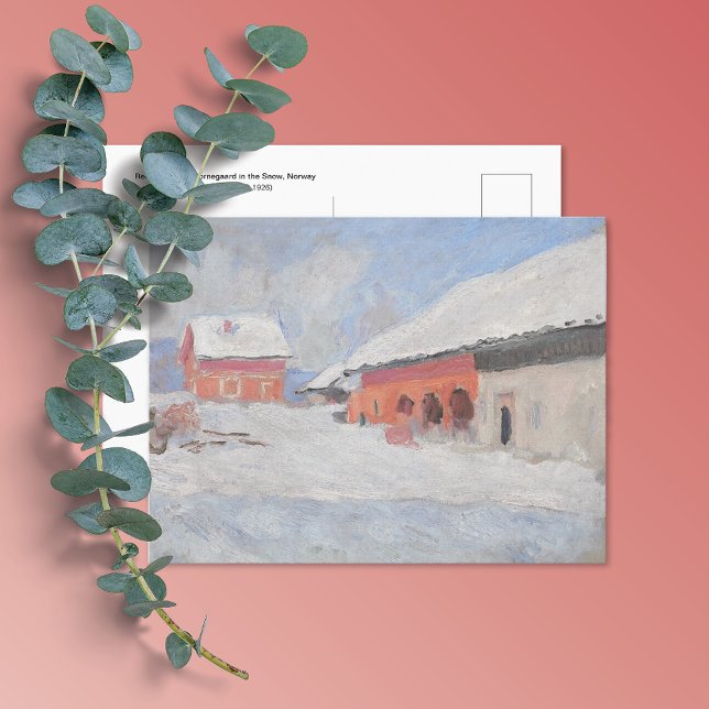 Carte Postale Maisons rouges Neige Norvège Monet (Créateur téléchargé)