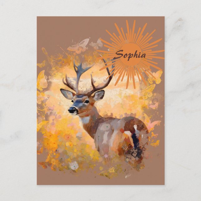 Carte Postale Majestic Deer in a Field of Wildflowers (Devant)