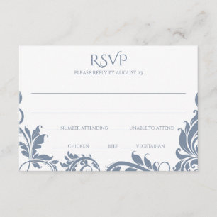 Carte postale Majestic Feuille RSVP   Dusty Blue