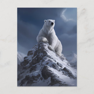 Carte Postale Majestic Ours Polaire Au Sommet De Snowy