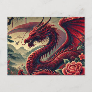 Carte postale Majestic Red Dragon - Art d'Imaginai