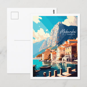 Carte Postale Makarska Croatie lieu de voyage vintage illustrati