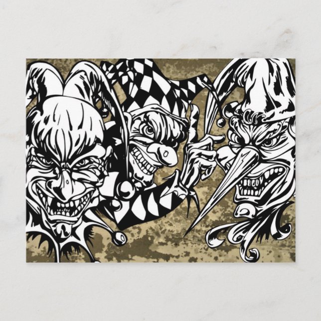 Carte Postale Mal, Clowns Effrayants (Devant)