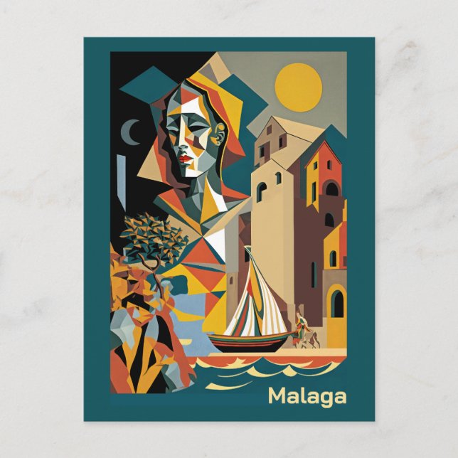 Carte Postale Malaga Cubiste (Devant)