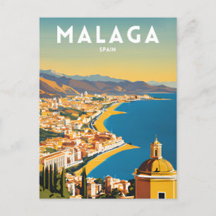 Carte Postale Malaga Espagne Vintage