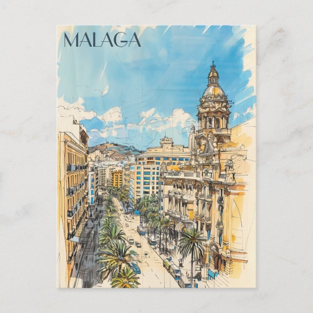 Carte Postale Malaga Espagne Voyage (Devant)