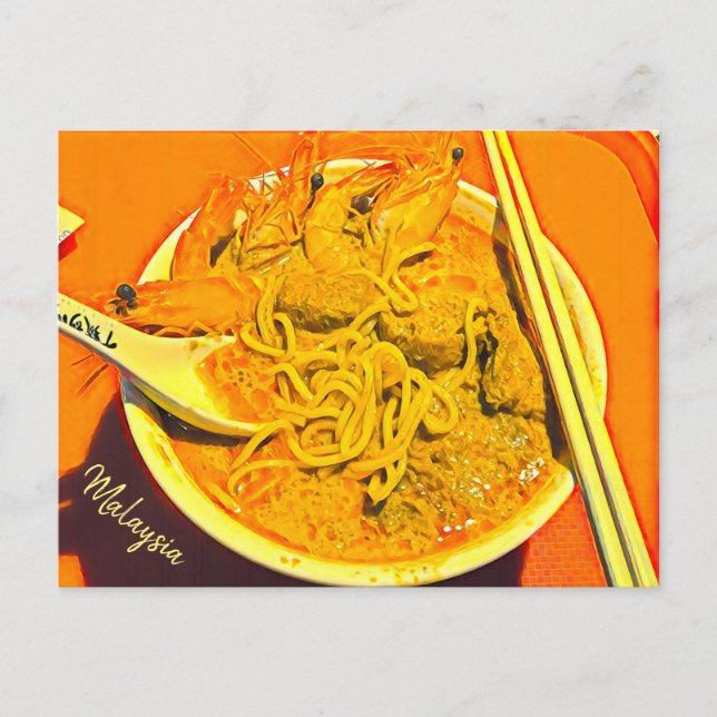 Carte Postale Malaisie Prawn Laksa épicé papier voyage (Devant)