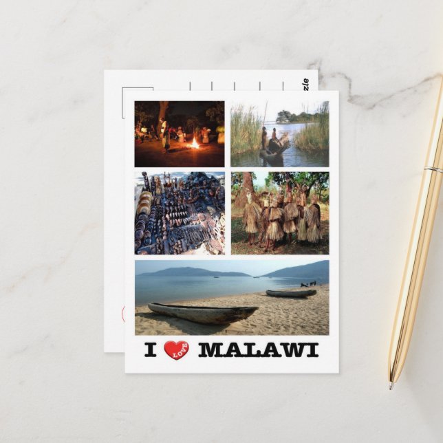 Carte Postale Malawi - I Love - (Devant/Arrière en situation)