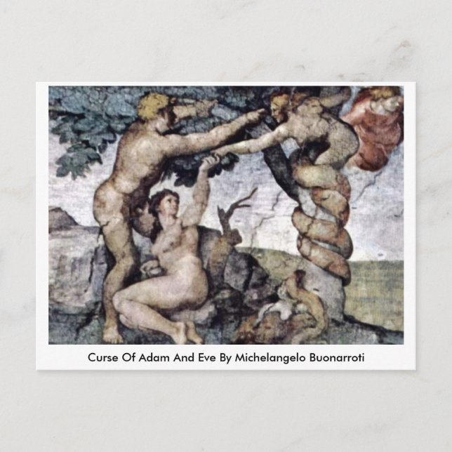 Carte Postale Malédiction D'Adam Et Ève Par Michel-Ange Buonarro (Devant)