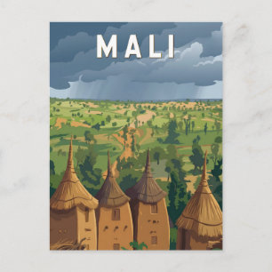 Carte Postale Mali Illustration Voyage Art Vintage