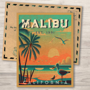Carte Postale Malibu California Retro Sunset Souvenirs 1950