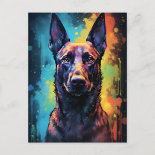 Carte Postale Malinois belges colorés