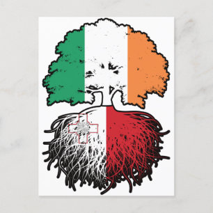 Carte Postale Malte Maltais Irlande Drapeau des racines des arbr