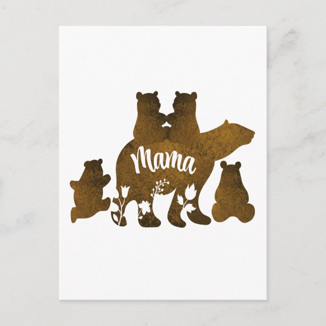 Carte Postale Mama Bear With 4 Cubs Maman of Four Children Cadea (Devant)
