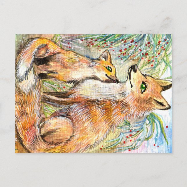 Carte Postale Mama Et Baby Fox (Devant)