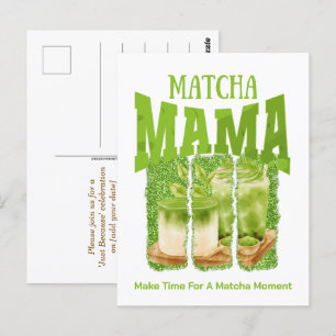 Carte Postale MAMA MATCHA Thé Vert Paillettes Cadeau Maman Cafec