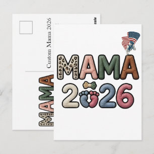 Carte Postale Mama personnalisé 2026 Empreinte de pieds de bébé