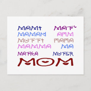 Carte Postale Maman dans différentes langues (Fête des mères)