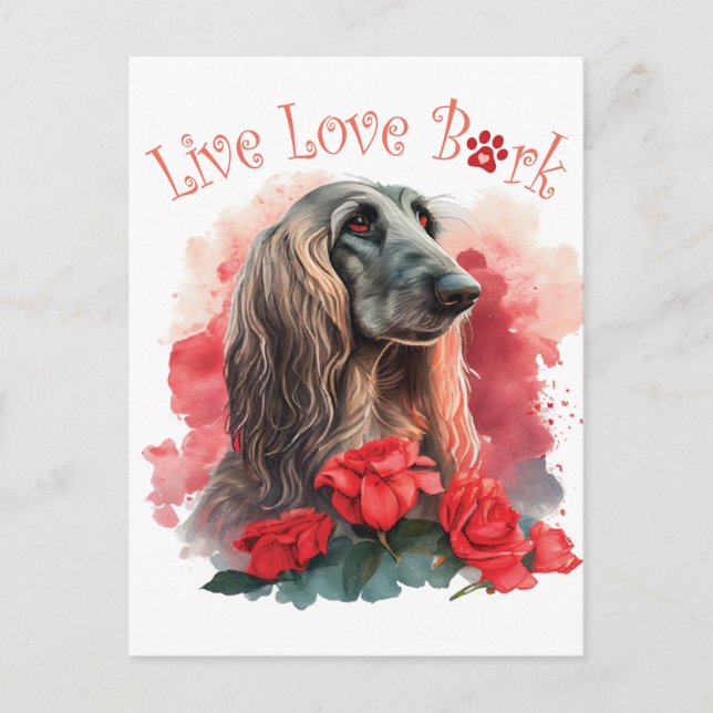 Carte Postale Maman de chien de chien afghan floral (Devant)