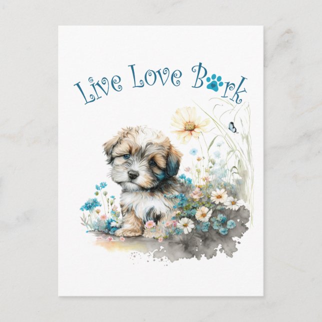 Carte Postale Maman de chien Havanais Floral (Devant)