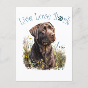 Carte Postale Maman de Chien Lab au Chocolat Floral