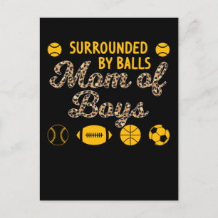 Carte Postale Maman des garçons Sons de baseball de football