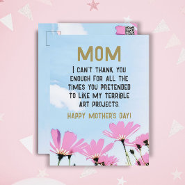 Carte Postale Maman Drôle Citation Humour Fleurs Floral Fête des
