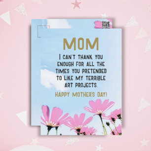 Carte Postale Maman Drôle Citation Humour Fleurs Floral Fête des