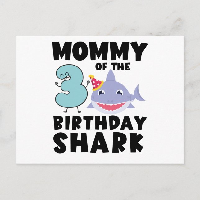 Carte Postale Maman Du Requin D'Anniversaire 3 ans Anniversaire (Devant)