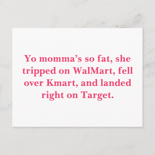 Carte Postale Maman est si grosse, elle a trébuché sur WalMart,  (Devant)