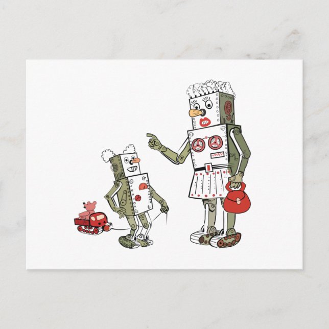 Carte Postale Maman est un robot (Devant)